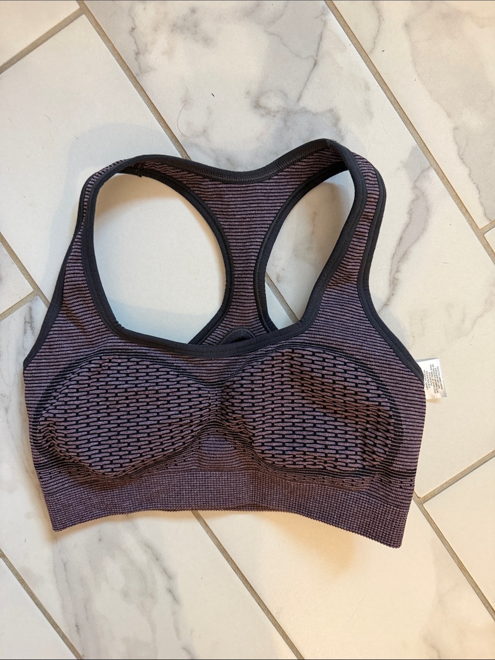 Gymshark Seamless Racerback Sports Bra - Purple and Black